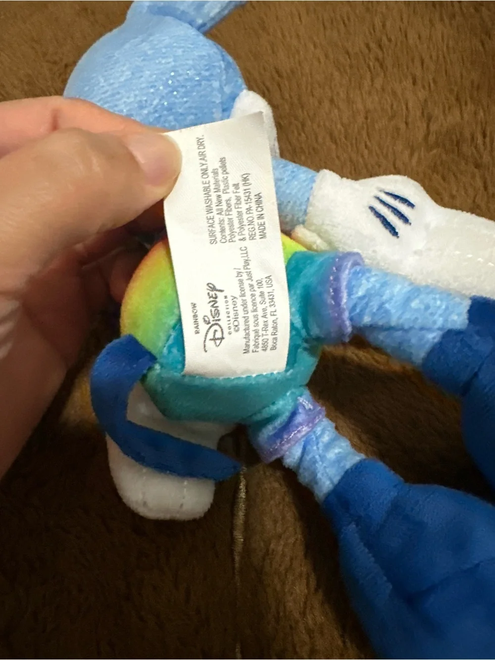 Disney Blue Mickey Plush with Rainbow Shorts